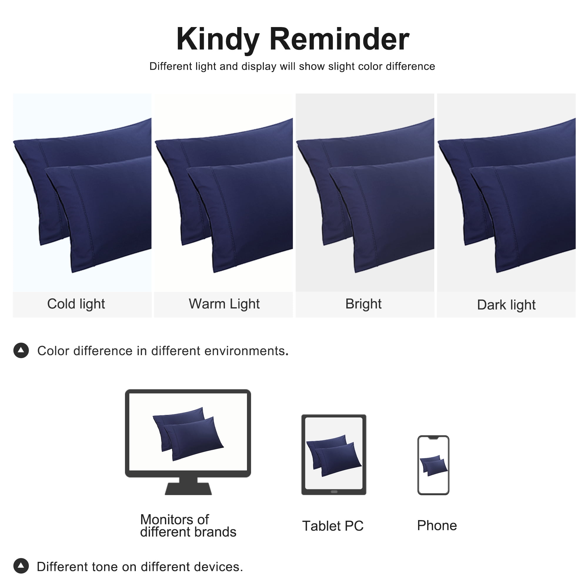 Unique Bargains Cotton Zipper Closure Pillowcase Set of 2 Navy Blue Standard