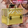 thumbnail image 4 of Ver Beauty Gold Aluminum Makeup Train Case – 4 Trays & Clear Top, 4 of 8