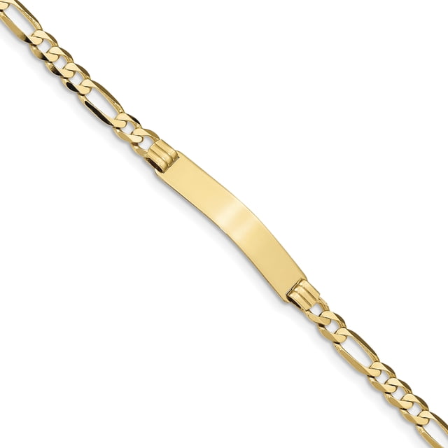 14k Flat Figaro Link ID Bracelet (Weight: 7.63 Grams, Length: 7 Inches)