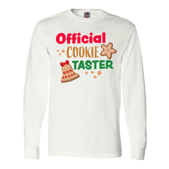 Inktastic Christmas Official Cookie Taster with Bell and Star Cookie Long Sleeve T-Shirt