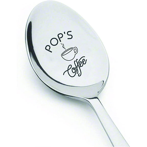 Dad Gifts for Fathers Day Christmas gift |Birthday gift - Pop's Coffee Engraved Spoon Gift for Coffee Lovers