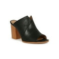thumbnail image 2 of Women's Leatherette Wooden Peep Toe Notch Block Mule Heel Sandal 19848, 2 of 6
