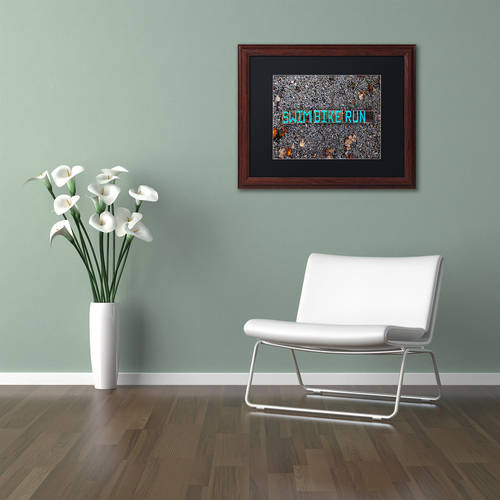 Trademark Fine Art 'The Triathlete II' Canvas Art by Nicole Dietz, Black Matte, Wood Frame