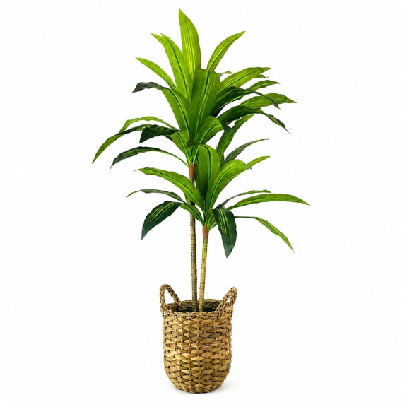 Artificial Plants, 3.3ft Fake Dracaena Tree in Woven Handled Basket by LCG Florals, Faux Designer Fake Plants Indoor Décor, Silk Plants for Home Décor Office Porch Patio Living Room Decor