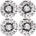 thumbnail image 2 of Shower Caps,White Cow Moo Milk Pattern Waterproof Shower Cap for Women 4 Pieces,Double Reusable Hair Cover for Shower PEVA Elastic Stretch Hem, 2 of 7
