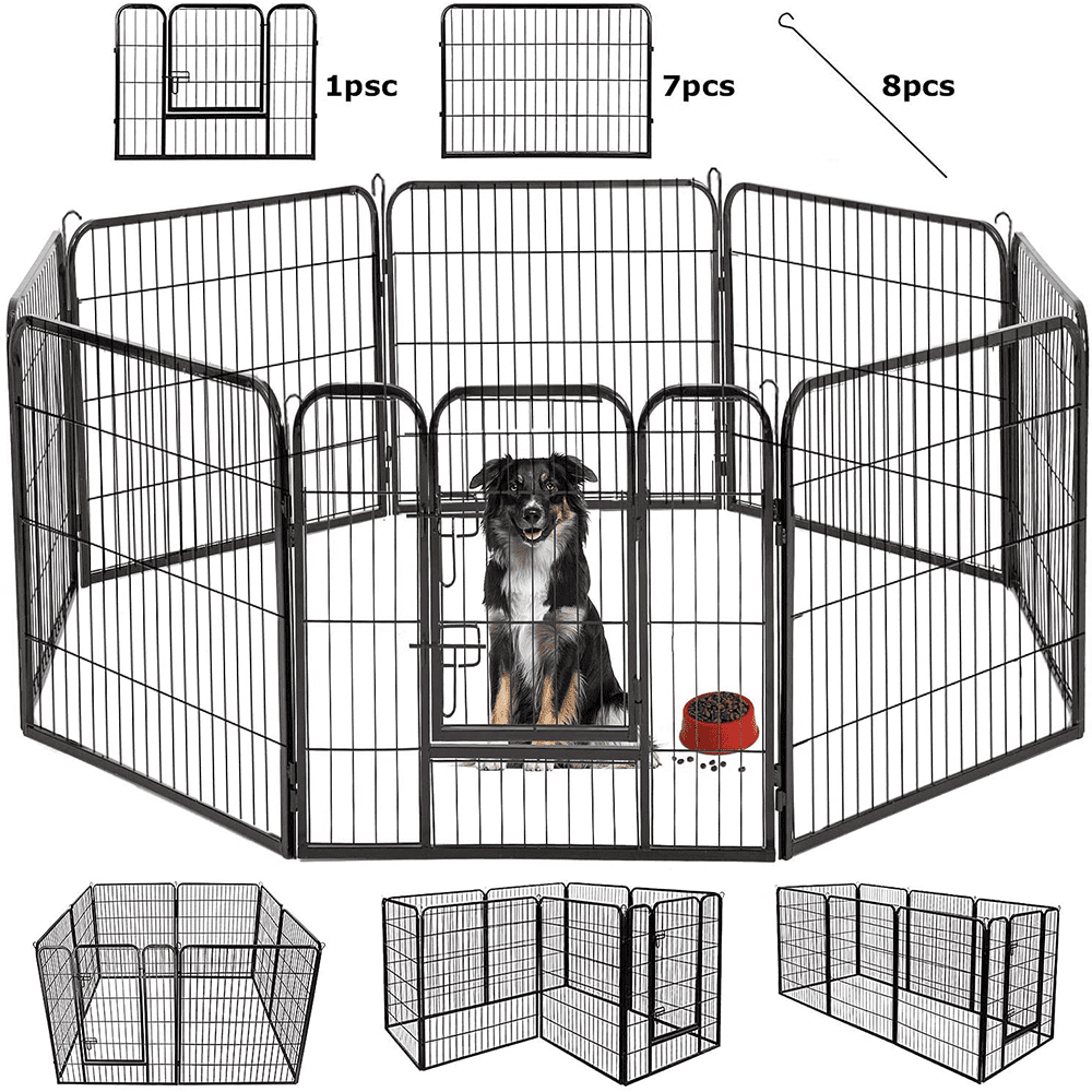 BEST Dog Kennel Outdoor Pet Playpen Cat Rabbit Cage 8 Panels Enclosure Fences 24 