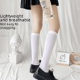 thumbnail image 4 of Calcetines de mujer hasta la pantorrilla, calcetines de verano finos de terciopelo de color sólido blanco y negro, calcetines hasta la rodilla, 4 of 4