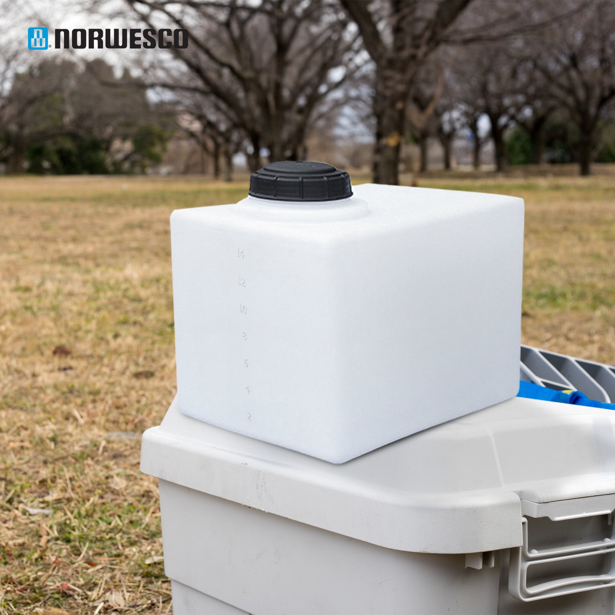 Norwesco Flat Bottom Utility Tank for Trailers and Lawn Care, 16 Gal, White