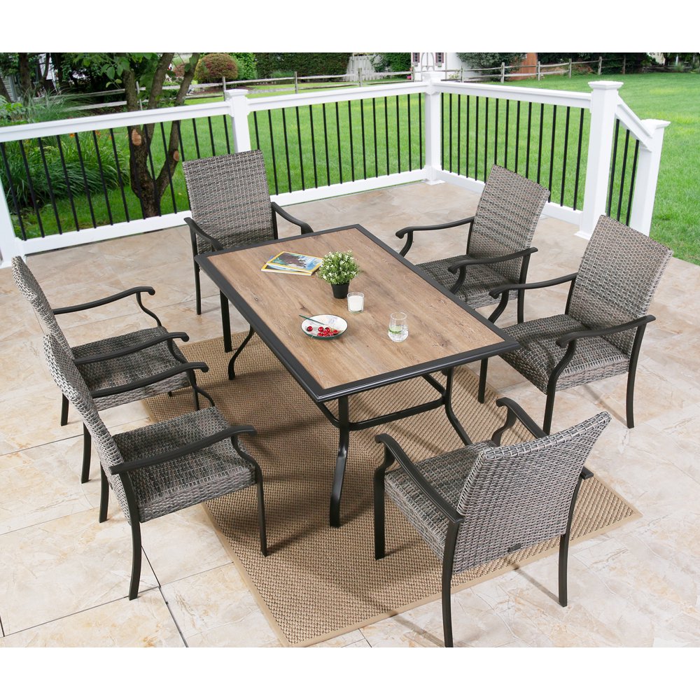 Ulax Furniture 7 Piece Outdoor Dining Set Patio Wicker Furniture Dining