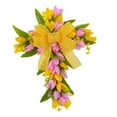 thumbnail image 4 of Sharprepublic Easter Cross Wreath Floral Wreath Door Wreath Artificial Flower Wreath for Pink Yellow Flowers, 4 of 8