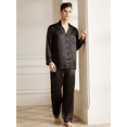 thumbnail image 5 of THXSILK Silk Pajamas for Men, 2 pcs Long Pajamas Set, Natural 19 Momme Mulberry Silk, Soft& Lightweight, Black, XXL, 5 of 10