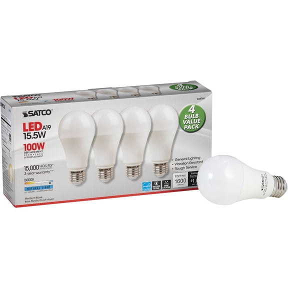 Satco S28790 Medium Light Bulb in White Finish, 4.63 inches, Frosted