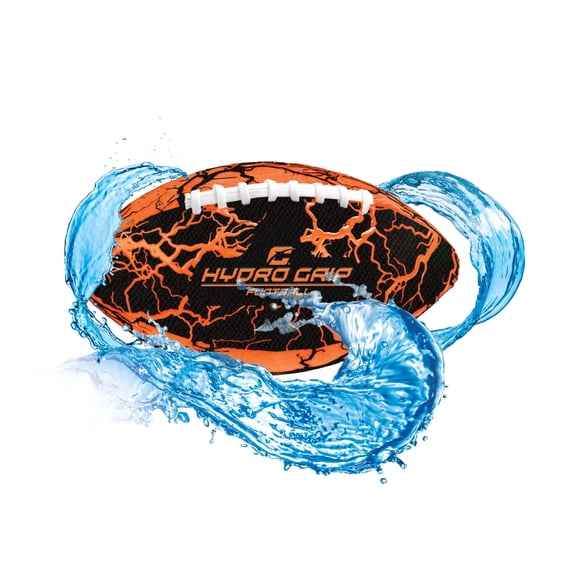 CIPTON Hydro Grip Football, Water Resistant Football with Raised Silicone Grip, Wet or Dry Beach & Pool Toss Ball, Lasting Air Retention, Orange/Black