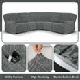 thumbnail image 3 of Eurhowing 5-Seater Reclining Sectional Couch Cover, 7-Piece Stretchable Jacquard Slipcover for L-shaped Recliner Sofas, Washable Furniture Protector, Dark Gray, 3 of 11