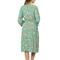 thumbnail image 2 of Yuyamidu Corgi Womens Robe Dog Long 3/4 Sleeve Bathrobe Lightweight Sleepwear Gowns Size L Casual V-Neck Robes Ladies Loungewear, Below the Knee Nightgowns, 2 of 7