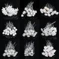 thumbnail image 2 of 20 piezas perla nupcial en forma de U Pin pasador de Metal horquillas con diamantes de imitación herramientas de diseño de peinado de boda accesorios, 2 of 5