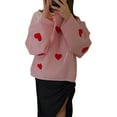 thumbnail image 2 of Musuos Women's Autumn Winter Knit Sweater Casual Long Sleeve Crewneck Heart Embroidery Loose Knitwear, 2 of 9
