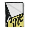 thumbnail image 2 of Movie Theater Soft Flannel Fleece Blanket, Movie Projector Sketch with Grunge Cinema Lettering on Black Backdrop, Cozy Plush for Indoor and Outdoor Use, 60" x 80", Yellow Black White, by Ambesonne, 2 of 5