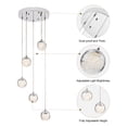 thumbnail image 3 of Modern Pendant Lights, 5-Light LED Chandeliers, Contemporary Crystal Globe Pendant Light Fixtures for Living Room, Bedroom, Kitchen Island and Entryway, 3 of 6