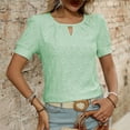 thumbnail image 5 of Ediodpoh Women's Round Neck T Shirt with Ruching Detail for Casual Home and Outdoor Wear Comfortable Spring Summer Top Pairs Perfectly with Jeans Tshirts for Women Light Green M, 5 of 7