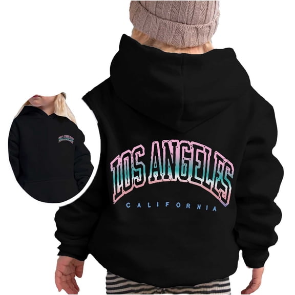 Byoo Toddler Girls Hoodie Los Angeles Casual Sport Hooded Sweatshirt Long Sleeved Pullover