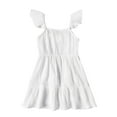 thumbnail image 4 of Nrmvnmi Toddler Girls Summer White Dresses Sleeveless Button Down Sling Cotton Dress Long Maxi Dress For 3 Months- 7 Years, 4 of 7