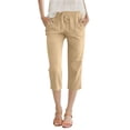 thumbnail image 3 of Capri Pants for Women Cotton Linen Summer Casual Elastic Waist Drawstring Straight Leg Cropped Trouser with Pockets, 3 of 6