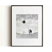 David And Goliath, Bible Art, Bible Story Modern Bible Verse Wall Art, Christ Print, Bible Sketches Scripture Wall Art, Modern Wall Decor, 24x36 UNFRAMED