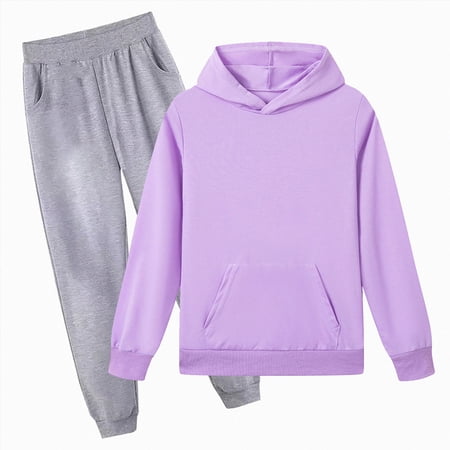 Toddler Baby Girl Boy Outfit Long Sleeve Sweatshirt Top Pants Infant Set Soft Comfy Solid Sleepwear Set(Purple 3-4)