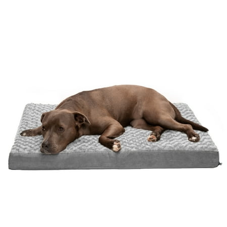 UPC: 0842229125658 | FurHaven Pet Products Ultra Plush Deluxe Full Support Solid Orthopedic Foam Pet Bed for Dogs & Cats – Gray Large