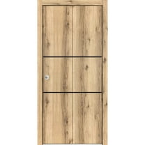Sliding Closet Bi-fold Doors 48 x 96 inches | Planum 0014 Oak with Frosted Glass | Sturdy Tracks Moldings Trims Hardware Set | Wood Solid Bedroom Wardrobe Doors