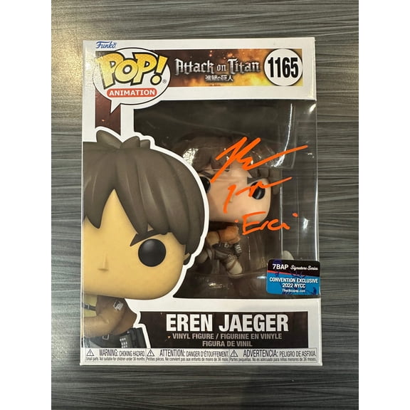 Collectible Funko POP! Animation: Attack on Titan - Eren Jaeger [Action Pose](7BAP/2022 NYCC)(Signed/Bryce Papenbrook/JSA)(Damaged Box) #1165