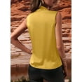 thumbnail image 5 of Women'S Elegant Satin Wrap V Neck Sleeveless Tank Blouse Tee Top Yellow S, 5 of 6
