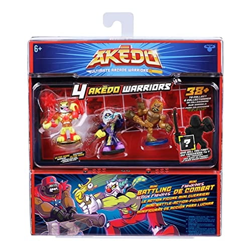 Akedo Ultimate Arcade Warriors - Warrior Collector 4 Pack - 3 Mini Figuras de acción de lucha Akedo Akedo