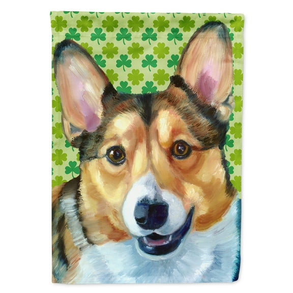 Corgi St. Patricks Day Shamrock Garden Flag