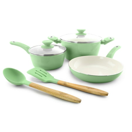 Gibson Town Market Square 7 Piece Non-Stick Enameled Essential Cookware and Cooking Utensil