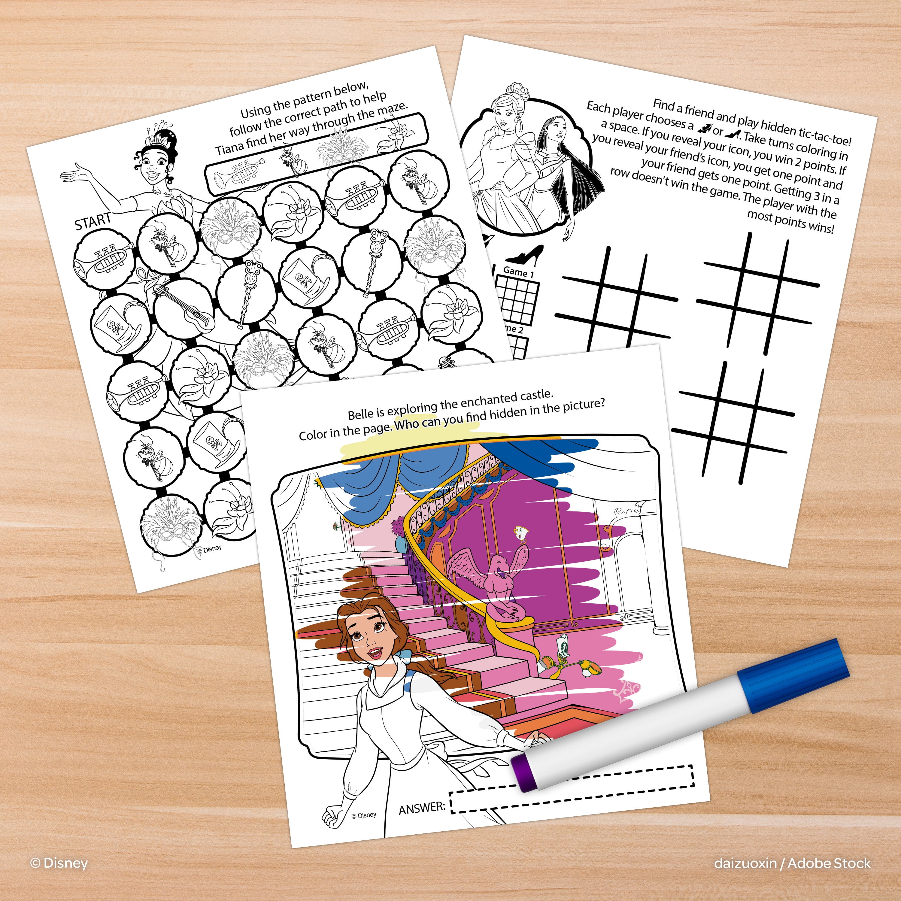 Disney Princess 12-Page Imagine Ink Mess Free Coloring Book with Stickers