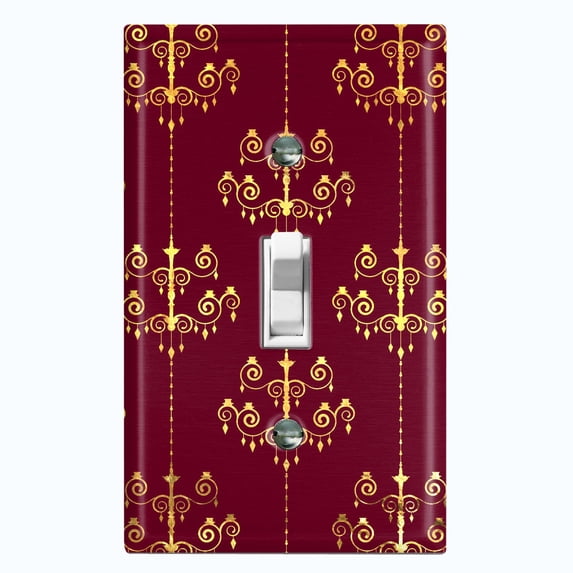 Metal Light Switch Plate Cover Elegant Burgundy Chandelier Damask DAM079