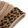 thumbnail image 7 of Hats for Women Cable Knit Pompom Warm Leopard Print Cap Stretchy Casual Soft Comfortable Trendy Beanie Hat, 7 of 7