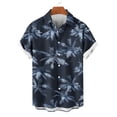 thumbnail image 4 of Zylanna Men's Casual Button Down Shirts with Pockets, Short Sleeve Collared Hawaiian Print Breathable Summer Beach Shirts for Men Navy, 4 of 6