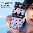 thumbnail image 6 of ELEHOLD Fashion Clear Case for Samsung Galaxy Z Flip 3,Clear Back PC Plating Bumper with Stars for Women Girls Hybrid Shockproof Full Body Hinge Protective Case for Samsung Galaxy Z Flip 3,Black, 6 of 7