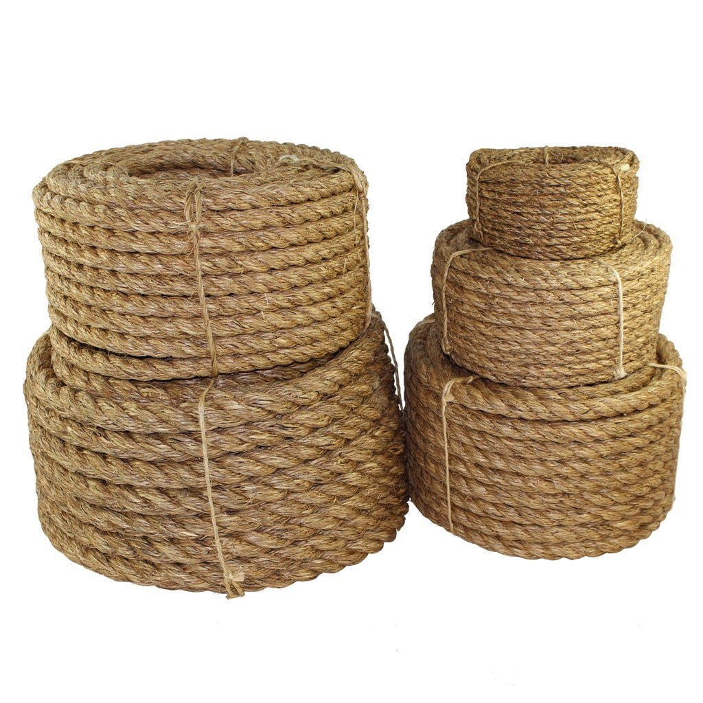 Dock Tan Brown Natural Rope Decorative Landscaping 1.5 in x 25 ft Thick Heavy Duty Rustic Outdoor Cordage for Craft - SGT KNOTS Tree Hanging Swing Twisted Manila Rope Hemp Rope Climbing 