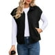 thumbnail image 1 of Chalecos de Mujer con Cremallera, Mangas , Bolsillos Laterales, Tejido Gofre, Sin Mangas, Chalecos Extragrandes. Negro L, 1 of 5