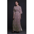thumbnail image 4 of Bimba Rayon Quarterfoil & Water Lily Floral Smocked Waist Printed Gown Maxi Side Slit LadiesÂ&nbsp;Dress-XX-Large, 4 of 6