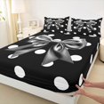thumbnail image 3 of Manfei Cartoon Black Bowknot 3pcs Twin Sheet Sets for Female Girls Child,Polka Dots Twin Fitted Sheet,Kawaii Bow Tie Breathable Flat Sheet,Super Cozy Room Decor, 3 of 7