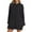 Black, variant on Duoif Fall Sweatshirts for Women Solid Color Round Neck Sweatshirt with Side Slit Pocket Womens Sweatshirt Black L
