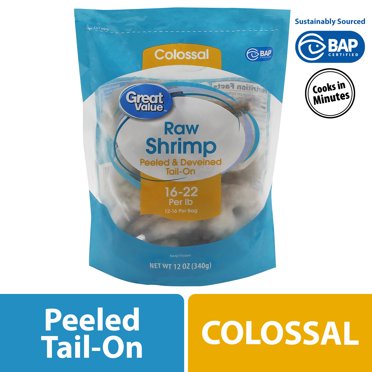 Colosal Shell Great Value Frozen Raw Super Colossal Shell-on Tail-on Easy Peel Shrimp ...