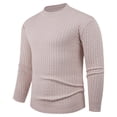 thumbnail image 1 of RXMEKW Elastic Knit Sweater for Men, Solid Color Round-Neck Long Sleeve Pullover, Polyester, Black L, 1 of 4