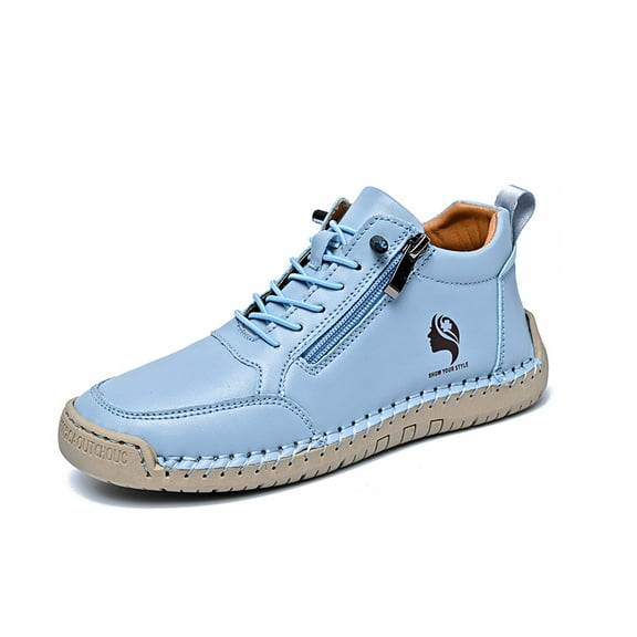 Women's Casual Boots Lightweight Comfortable Outdoor Walking Slip Resistant Driving Fashion Leather Bare Boots Blue 7.5 US