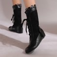 thumbnail image 4 of Tawop Winter Boots for Women Mid-Calf Lace Up Round Toe Black Boots, 4 of 9